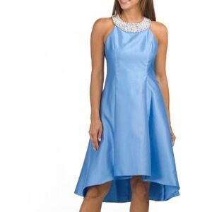 ADRIANNA PAPELL Beaded Neckline Mikado Mini Dress